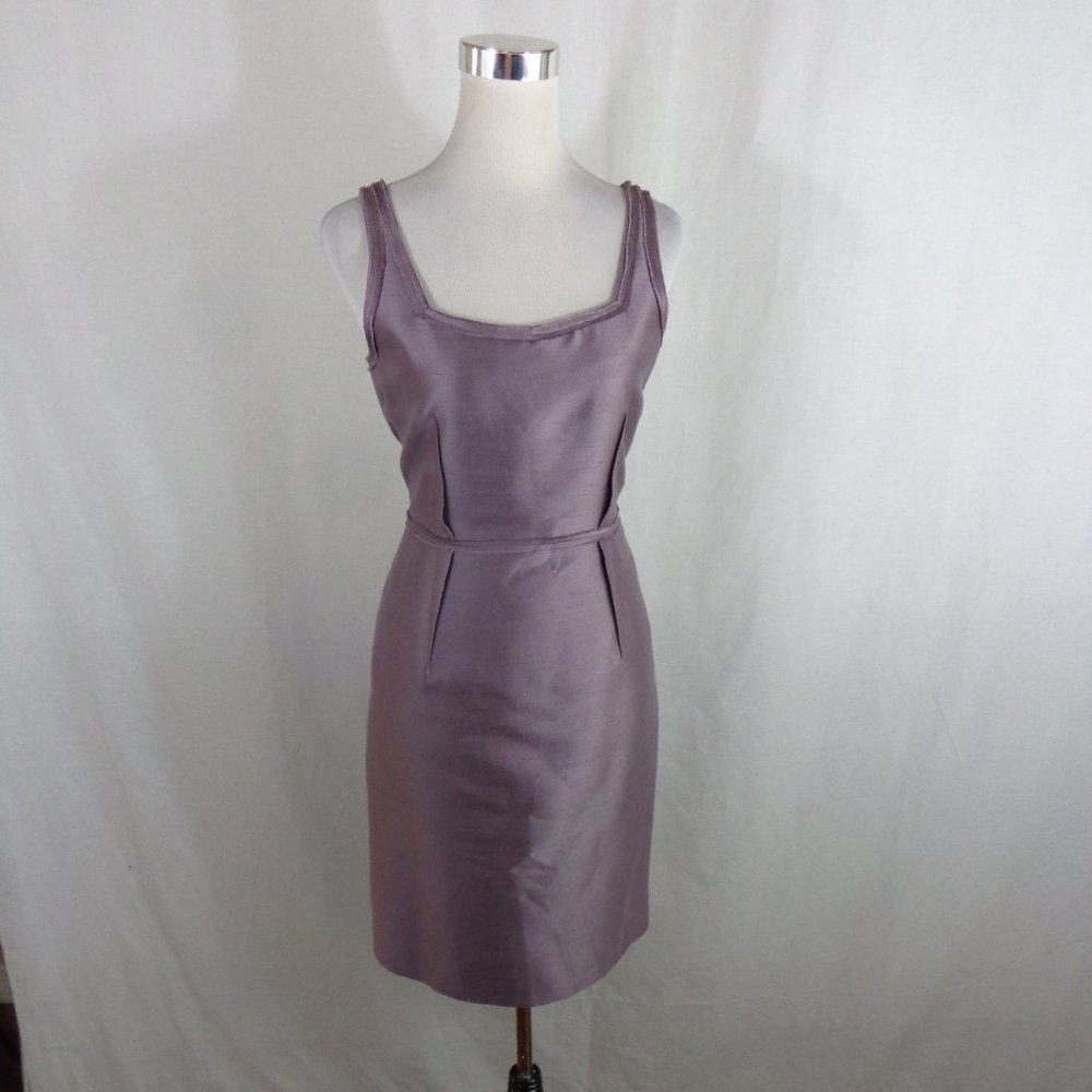TALBOTS COCKTAIL DRESS SZ 6 VIOLET SATIN SILK WOOL
